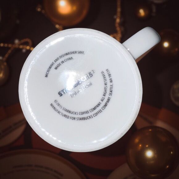 Starbucks 2014 Holiday Latte Mugs Poinsettia Abstract Designs 12oz - Picture 6 of 6